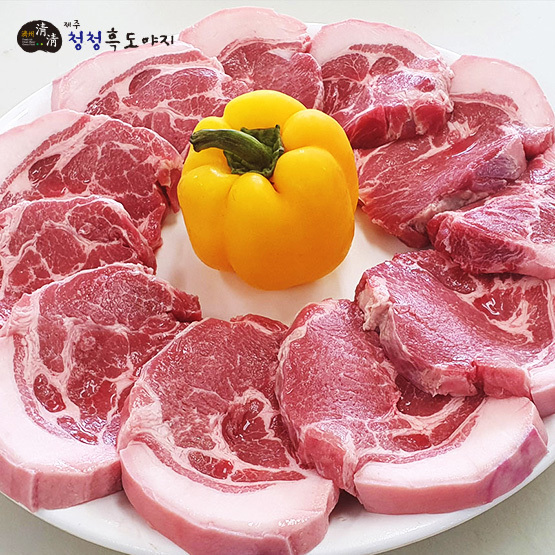 제주 흑돼지 목살 구이용 냉장육 1kg (3인분)
